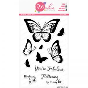 butterfly flutters design photopolymer stamp for crafts, arts and DIY by Mudra