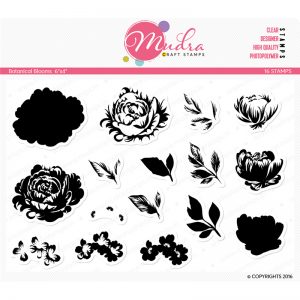 botonical blooms design photopolymer stamp for crafts, arts and DIY by Mudra