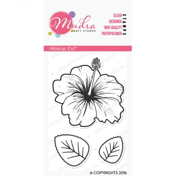 hibiscus design photopolymer stamp for crafts, arts and DIY by Mudra