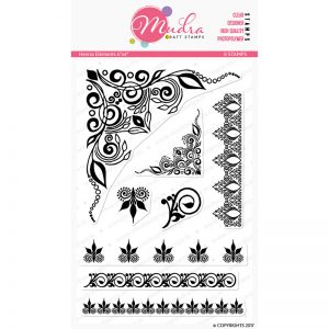 henna elements design photopolymer stamp for crafts, arts and DIY by Mudra