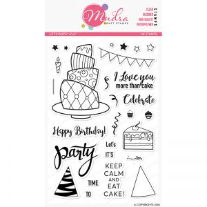let's party design photopolymer stamp for crafts, arts and DIY by Mudra