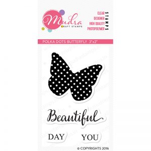 polka dot butterfly design photopolymer stamp for crafts, arts and DIY by Mudra