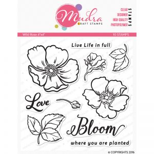 wild rose design photopolymer stamp for crafts, arts and DIY by Mudra