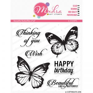 beautiful butterflies design photopolymer stamp for crafts, arts and DIY by Mudra