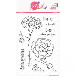 carnation design photopolymer stamp for crafts, arts and DIY by Mudra