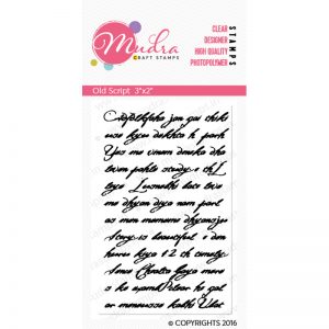 old script design photopolymer stamp for crafts, arts and DIY by Mudra