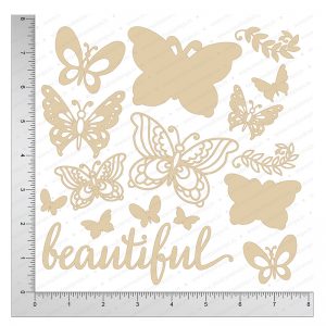 Chipzeb - Beautiful Butterflies - designer chipboard laser cut embellishment by Mudra