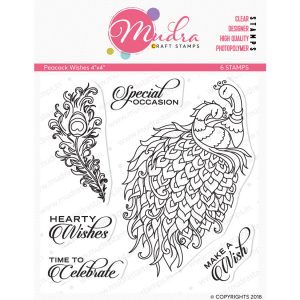 peacock wishes design photopolymer stamp for crafts, arts and DIY by Mudra