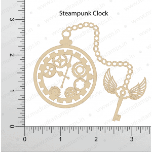 Chipzeb - Steampunk Clock - designer chipboard laser cut embellishment by Mudra