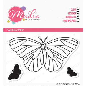 papillon design photopolymer stamp for crafts, arts and DIY by Mudra