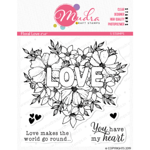 floral love design photopolymer stamp for crafts, arts and DIY by Mudra