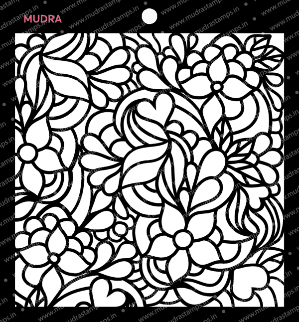 Craft Stencils - Floral Doodle 6x6 - Mudra
