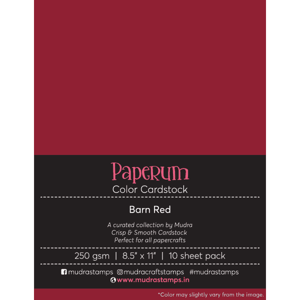 Barn Red Color Cardstock Paper board 250gsm 8.5x11 - Mudra Paperum