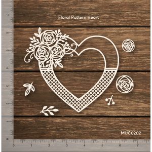 Chipzeb - Floral Pattern Heart - designer chipboard laser cut embellishment by Mudra