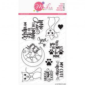 Cat Love design photopolymer stamp for crafts, arts and DIY by Mudra