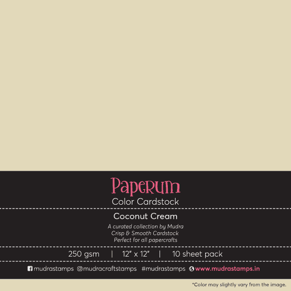 Coconut Creme Neutral Color Cardstock Paper board 250gsm 12x12 - Mudra Paperum