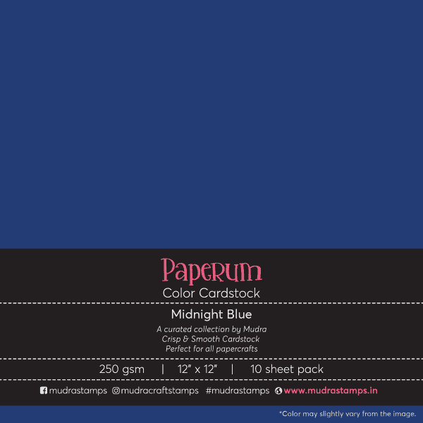 Midnight Blue Color Cardstock Paper board 250gsm 12x12 - Mudra Paperum