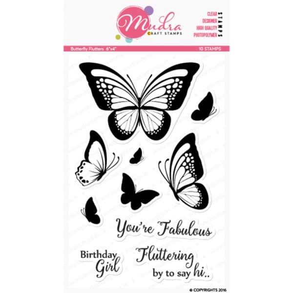 butterfly flutters design photopolymer stamp for crafts, arts and DIY by Mudra