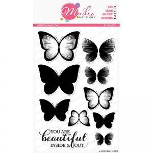butterfly layers design photopolymer stamp for crafts, arts and DIY by Mudra