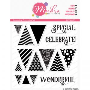 decorative pennants design photopolymer stamp for crafts, arts and DIY by Mudra