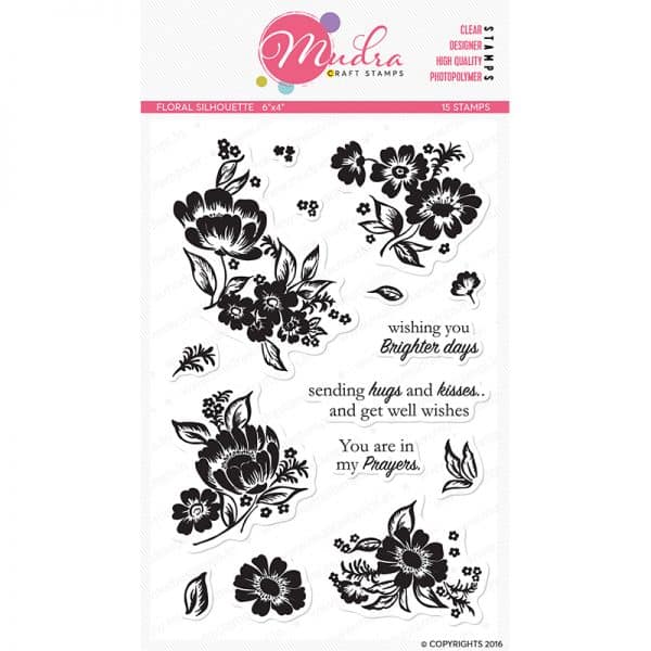 floral sillhoute design photopolymer stamp for crafts, arts and DIY by Mudra
