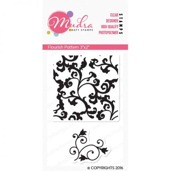 flourish pattern design photopolymer stamp for crafts, arts and DIY by Mudra