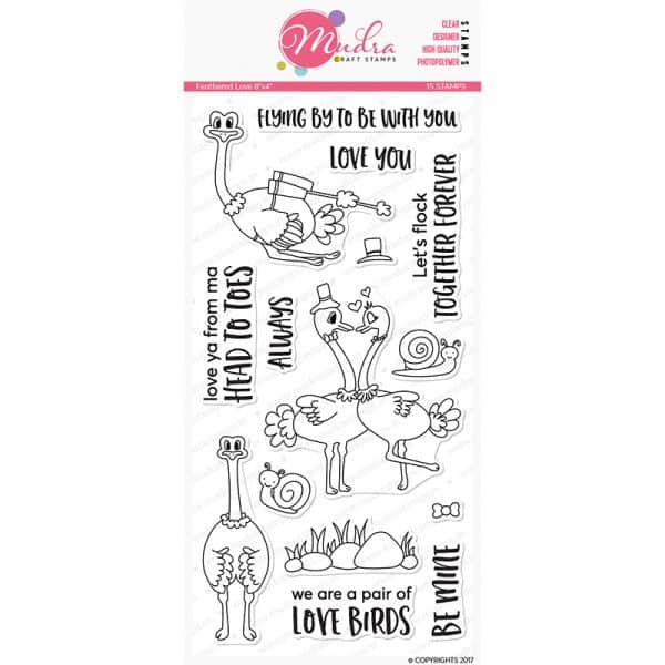 feathered love design photopolymer stamp for crafts, arts and DIY by Mudra