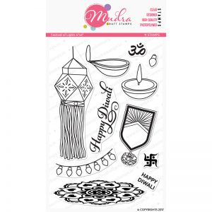festival of lights design photopolymer stamp for crafts, arts and DIY by Mudra