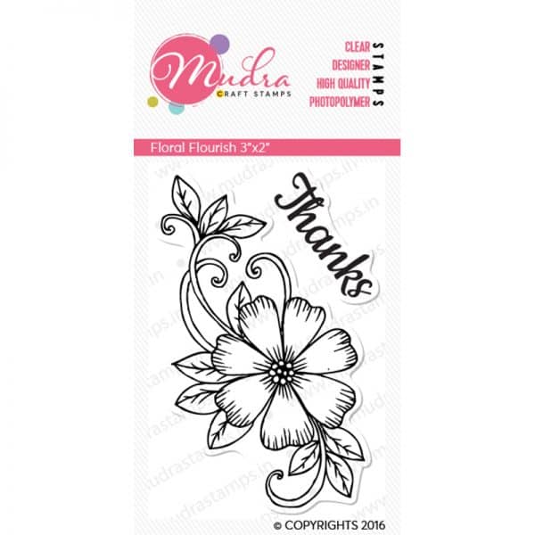 floral flourish design photopolymer stamp for crafts, arts and DIY by Mudra