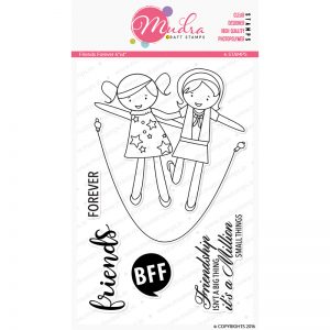friends forever design photopolymer stamp for crafts, arts and DIY by Mudra
