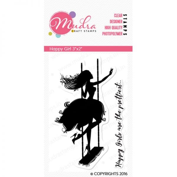 happy girl design photopolymer stamp for crafts, arts and DIY by Mudra