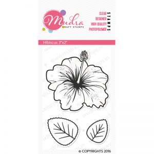 hibiscus design photopolymer stamp for crafts, arts and DIY by Mudra