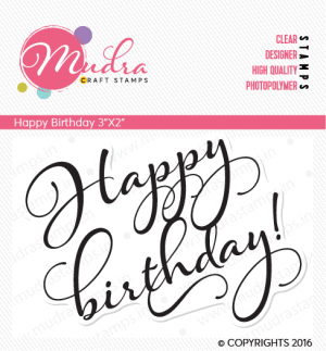happy birthday design photopolymer stamp for crafts, arts and DIY by Mudra
