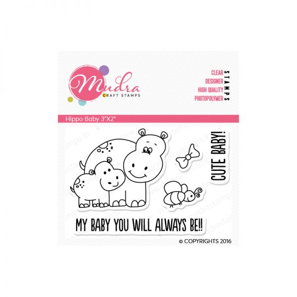 Hippo Baby design photopolymer stamp for crafts, arts and DIY by Mudra
