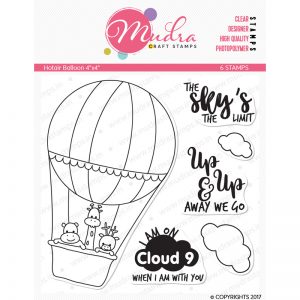 hot air balloon design photopolymer stamp for crafts, arts and DIY by Mudra