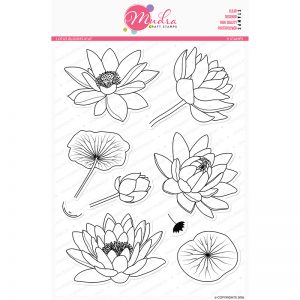 lotus blooms design photopolymer stamp for crafts, arts and DIY by Mudra