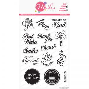 mixed greetings design photopolymer stamp for crafts, arts and DIY by Mudra