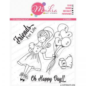 oh happy day design photopolymer stamp for crafts, arts and DIY by Mudra