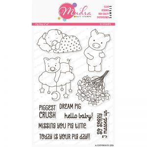 pig day design photopolymer stamp for crafts, arts and DIY by Mudra