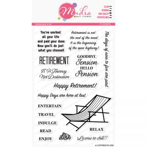 retirement design photopolymer stamp for crafts, arts and DIY by Mudra
