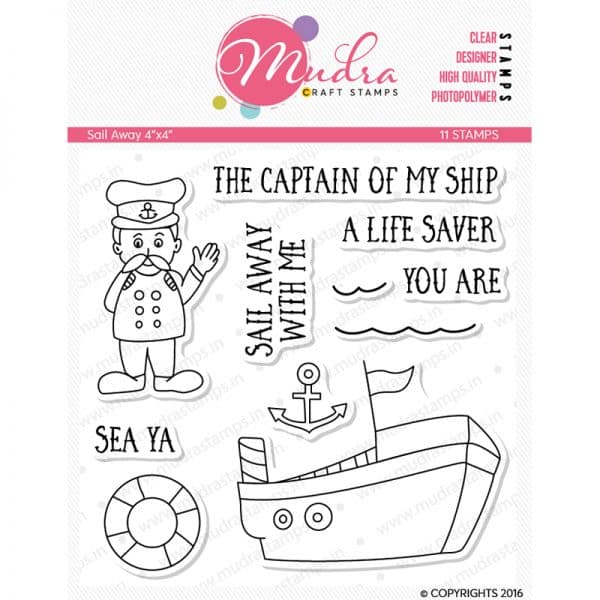 sail away design photopolymer stamp for crafts, arts and DIY by Mudra
