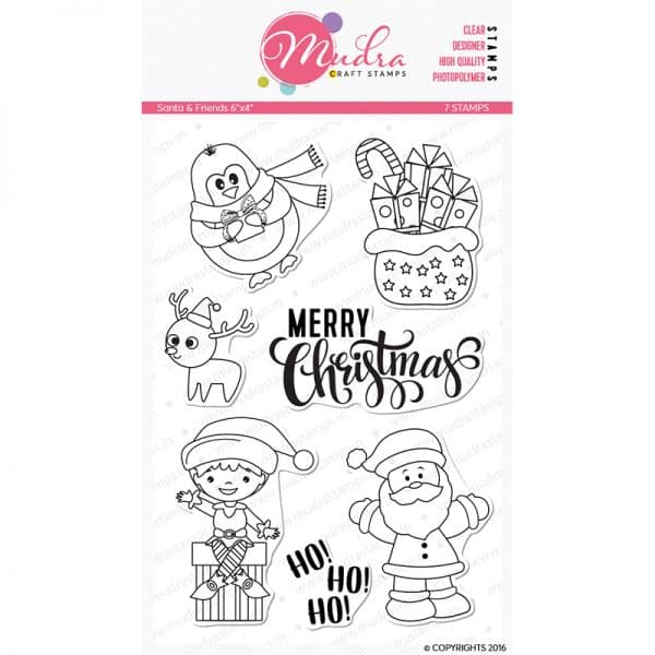 santa friends design photopolymer stamp for crafts, arts and DIY by Mudra