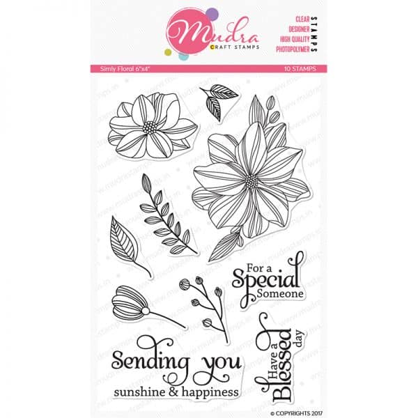 simply floral design photopolymer stamp for crafts, arts and DIY by Mudra
