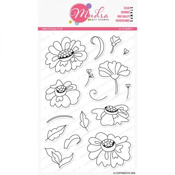 wild florals design photopolymer stamp for crafts, arts and DIY by Mudra
