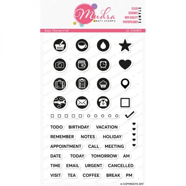 basic planner design photopolymer stamp for crafts, arts and DIY by Mudra