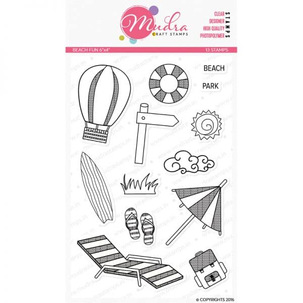 beach fun design photopolymer stamp for crafts, arts and DIY by Mudra