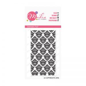 damask design photopolymer stamp for crafts, arts and DIY by Mudra