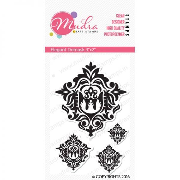 elegant damask design photopolymer stamp for crafts, arts and DIY by Mudra