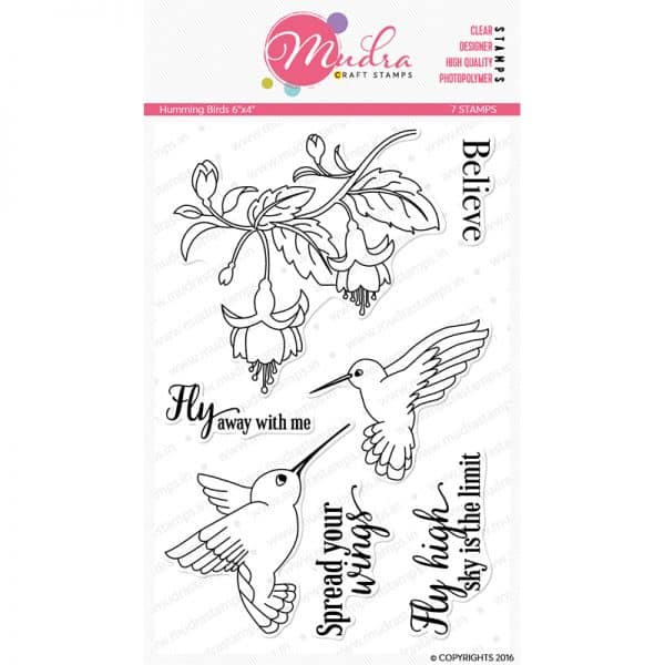 humming birds design photopolymer stamp for crafts, arts and DIY by Mudra