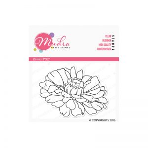 Zinnia design photopolymer stamp for crafts, arts and DIY by Mudra